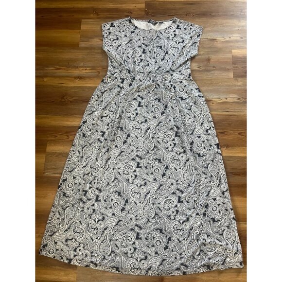 Lands End Women Petite Blue White Paisley Stretchy Maxi Dress Size LP - Picture 9 of 9